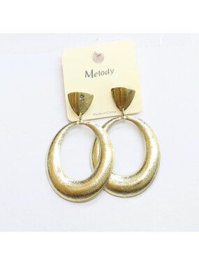 NWT Melody Womens Boho Post Chunky Hoop Drop Earrings Gold Yellow 2.5"